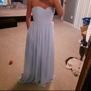 Sky blue formal strapless dress